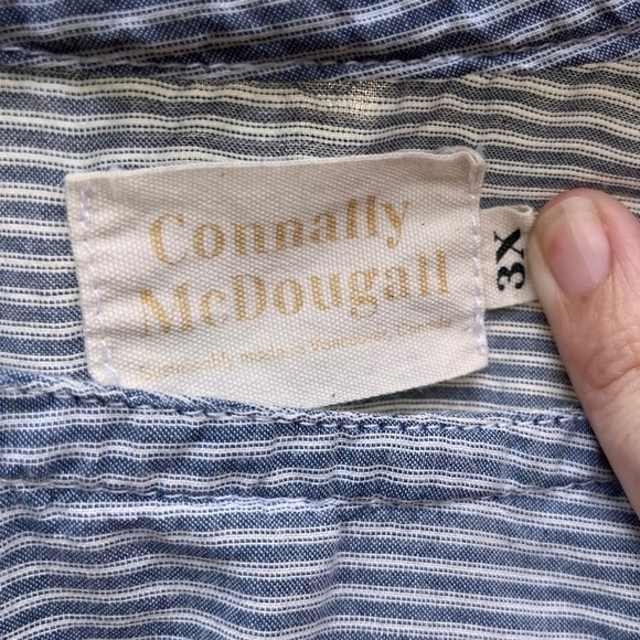 Connally McDougall Blue w/White Stripes Cotton Wide Neck Boxy Tee Womens Size 3X - Picture 4 of 6